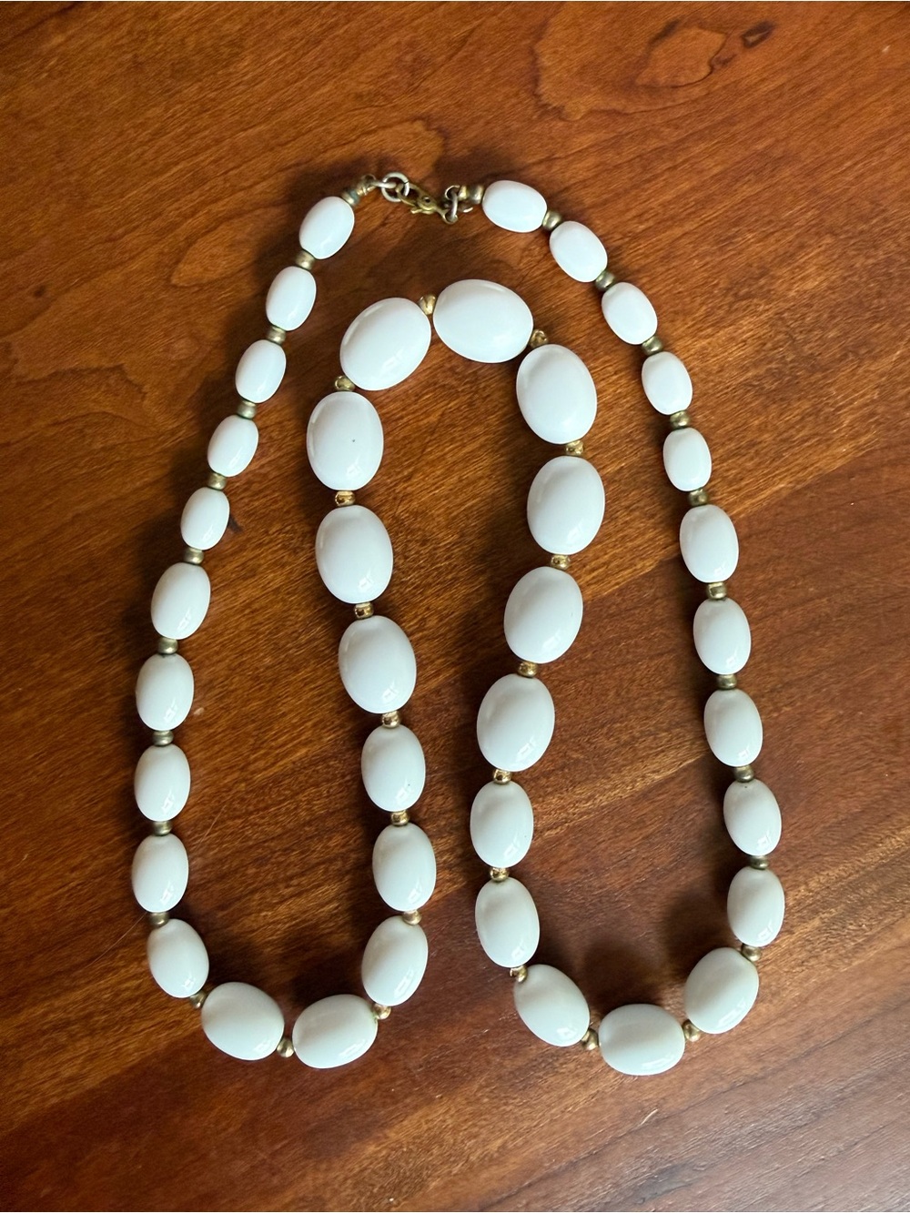 Vintage Monet Romantic White Beaded Necklace Retro Statement 60s-70s Mod